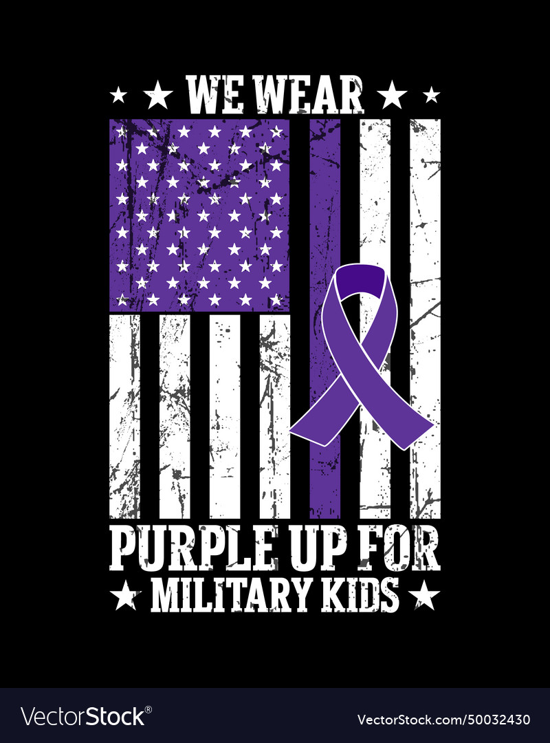 We wear purple up for military kids t shirt design