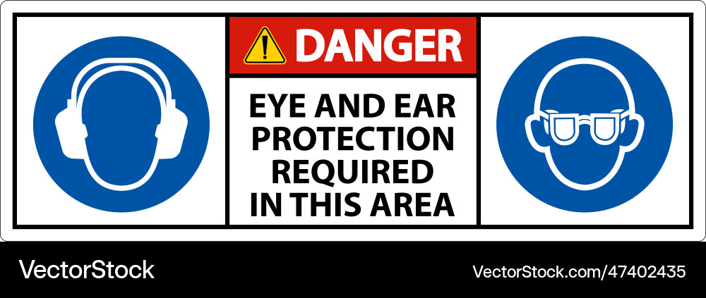 Caution eye and ear protection required sign Vector Image