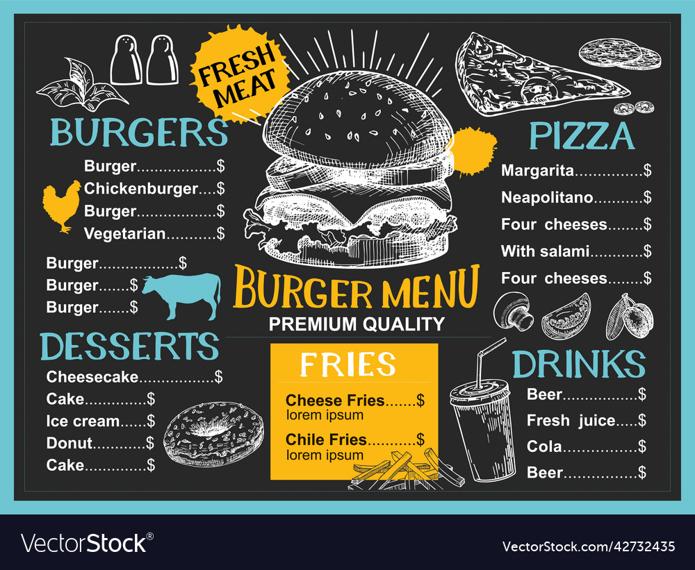 Food menu for restaurant and cafe design template Vector Image