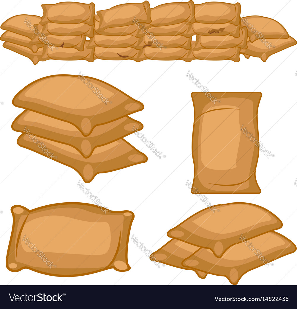 Set of full farmers sack cartoon Royalty Free Vector Image