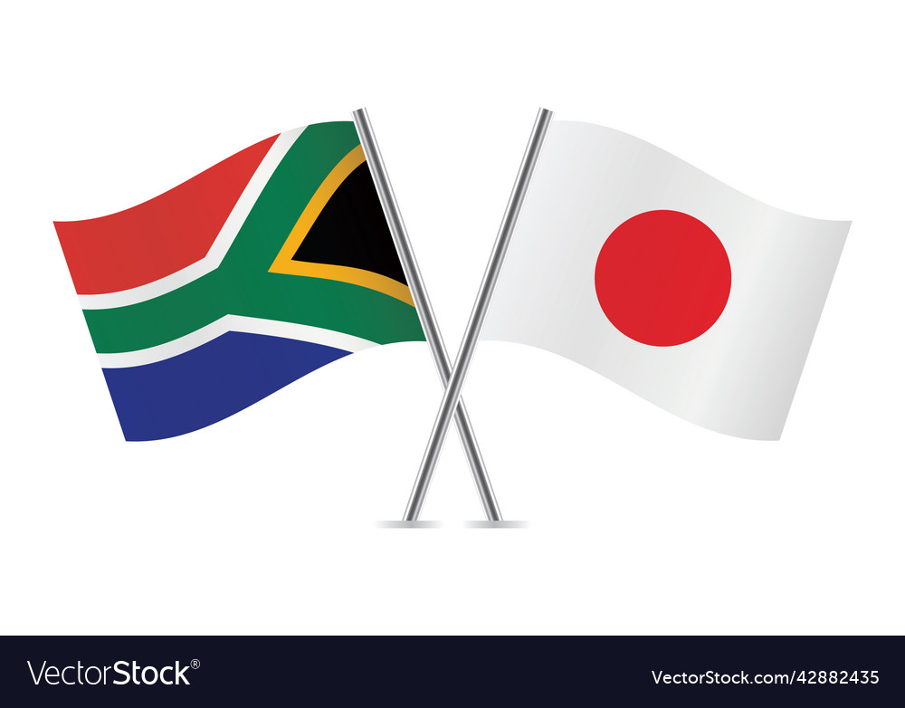 South africa and japan crossed flags Royalty Free Vector