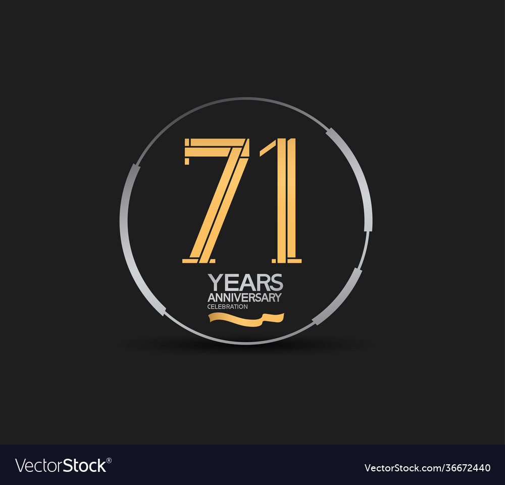71 years golden anniversary logotype Royalty Free Vector