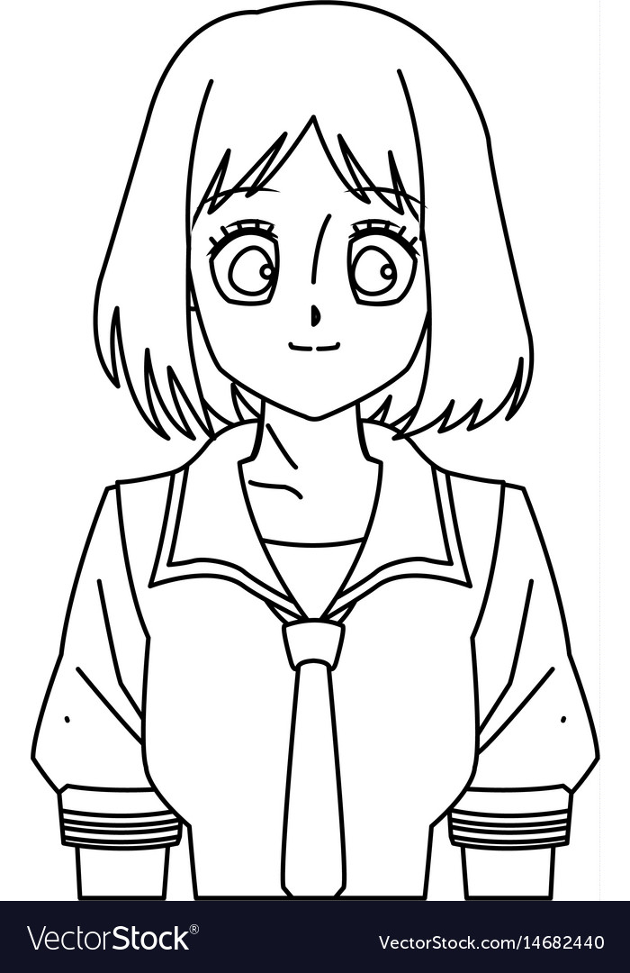 Premium Vector | Anime student girl outline drawing