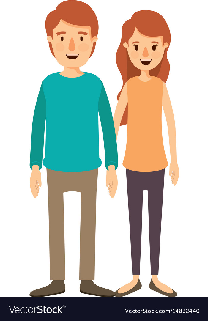 Colorful image caricature full body couple Vector Image