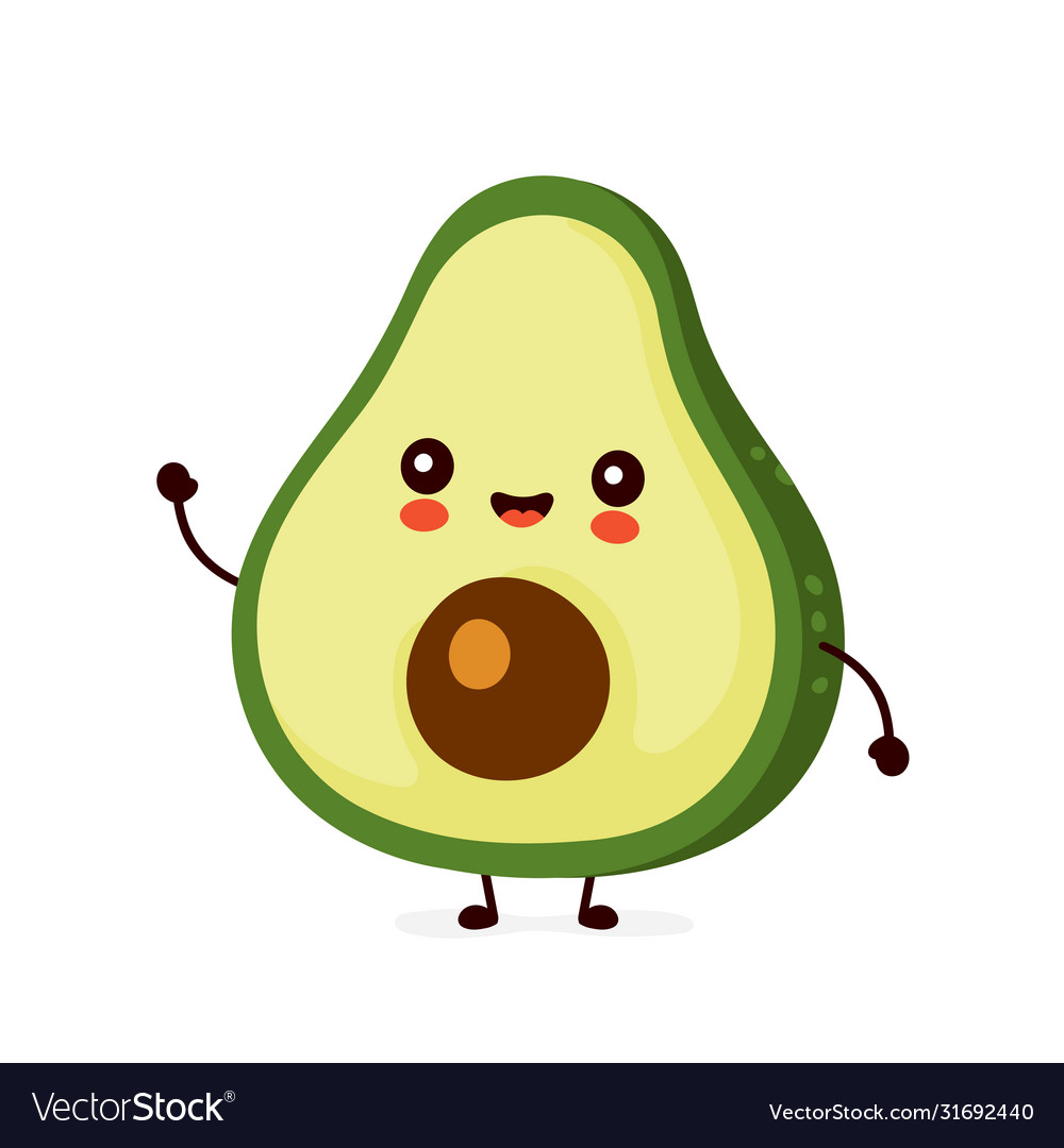 Cute happy funny avocado Royalty Free Vector Image