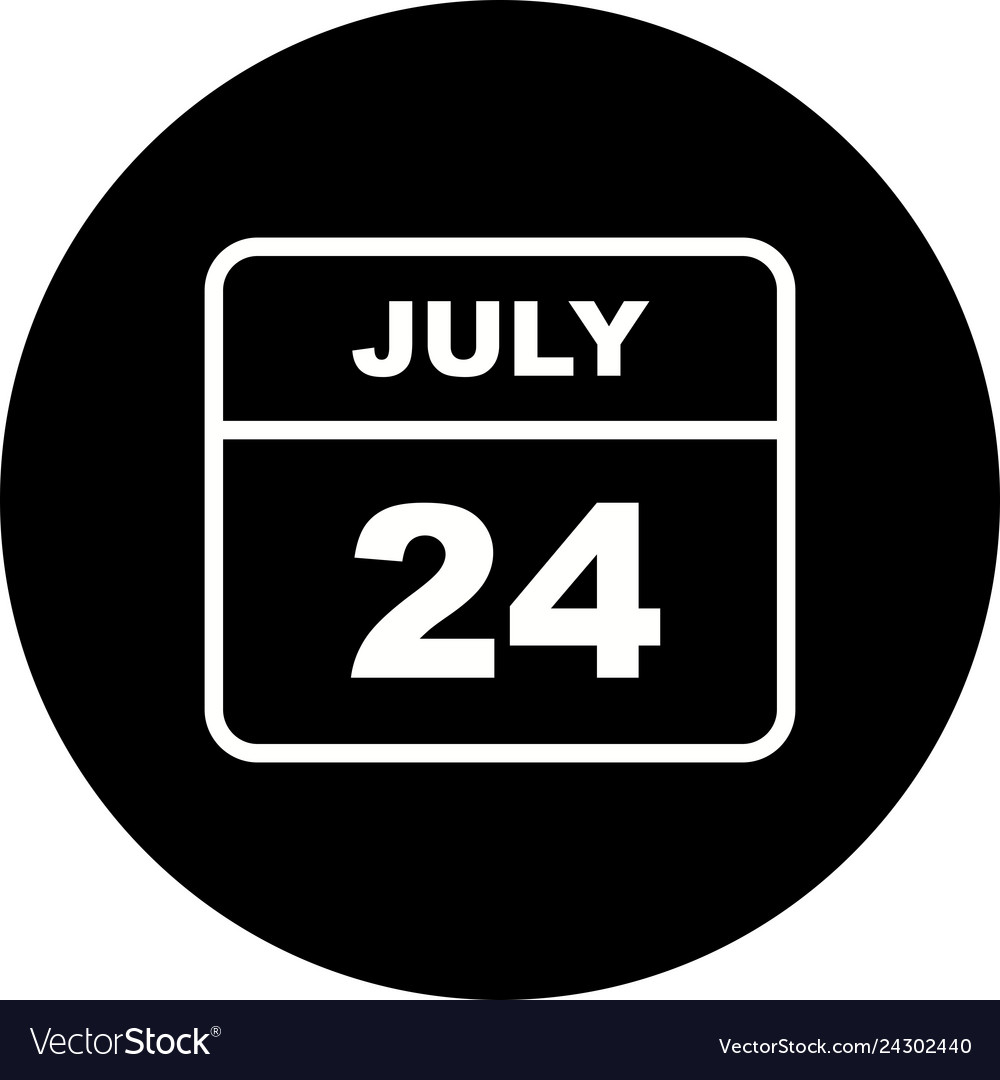 July 24th date on a single day calendar Royalty Free Vector
