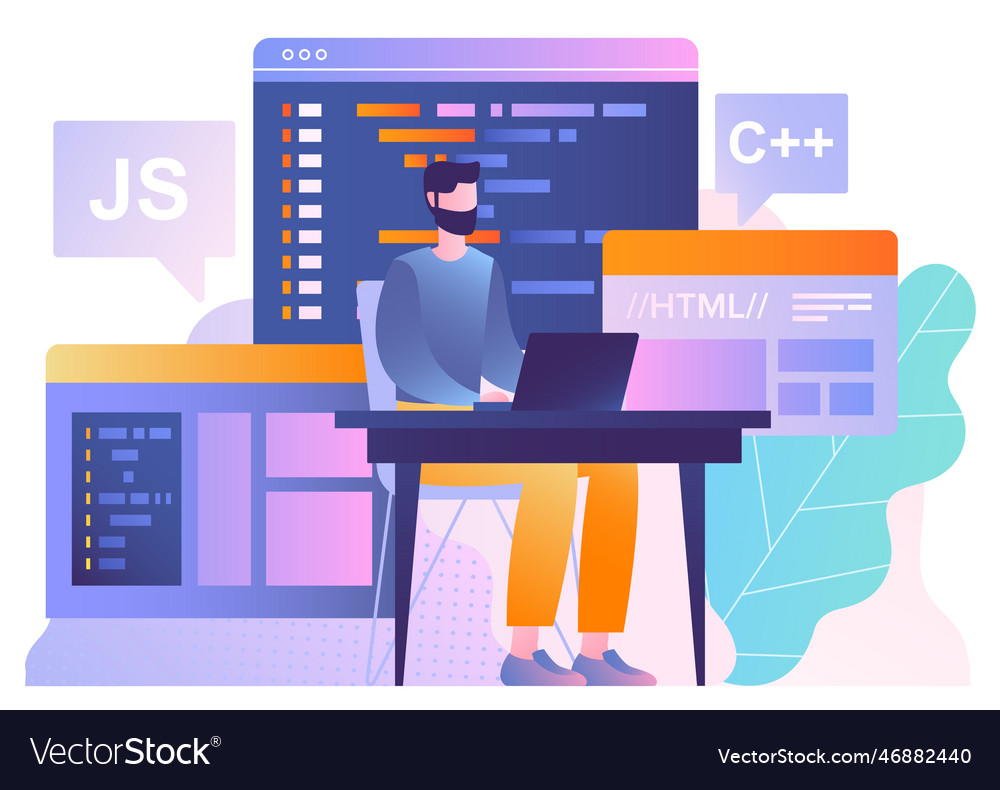 Man with code Royalty Free Vector Image - VectorStock