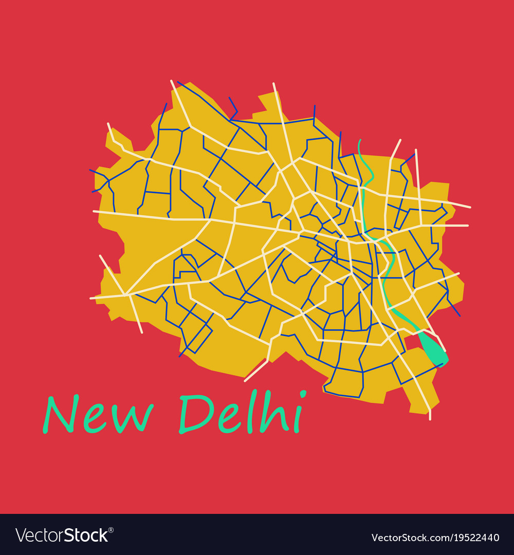 New delhi map flat style design Royalty Free Vector Image