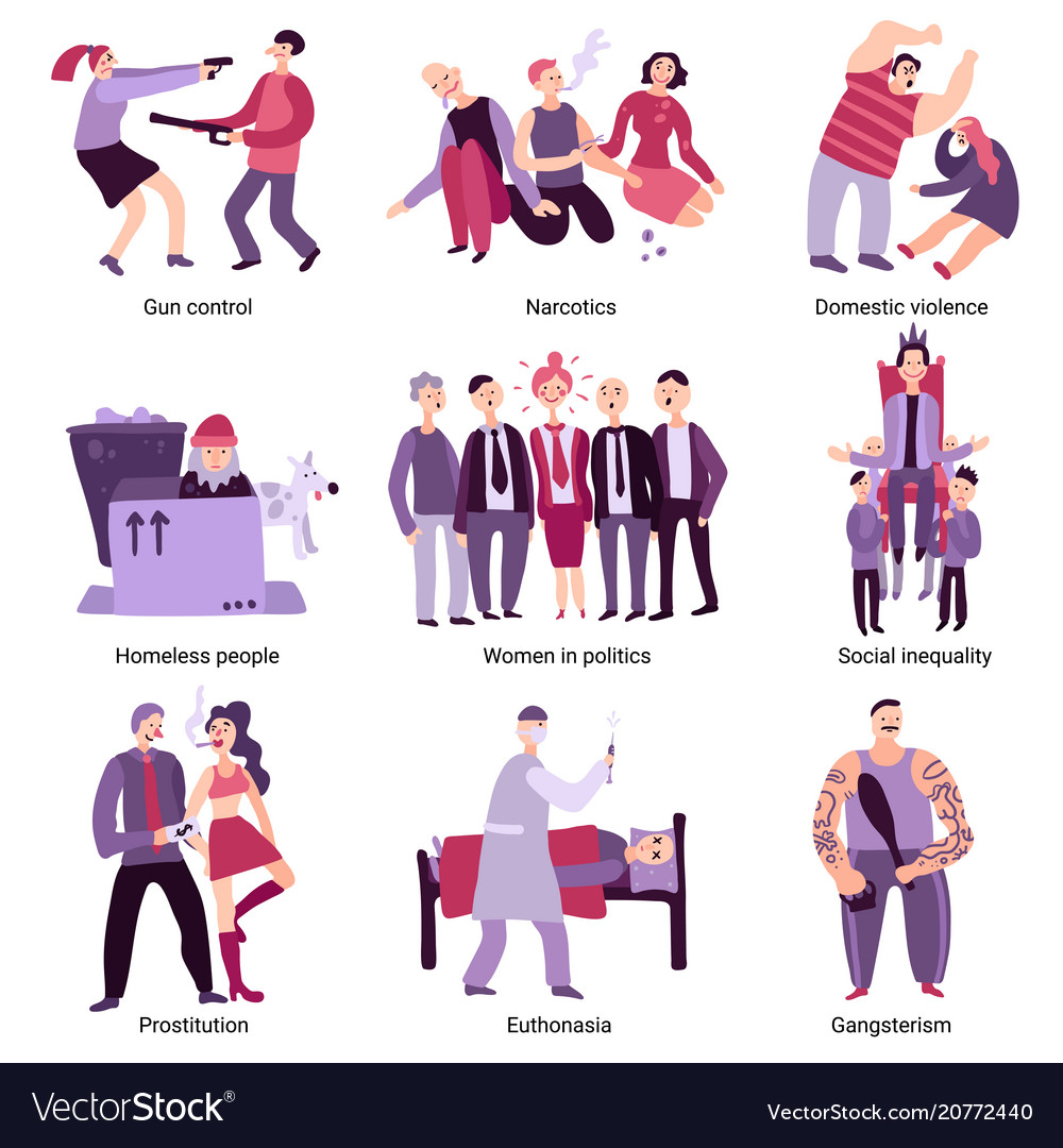 social-problems-set-royalty-free-vector-image-vectorstock