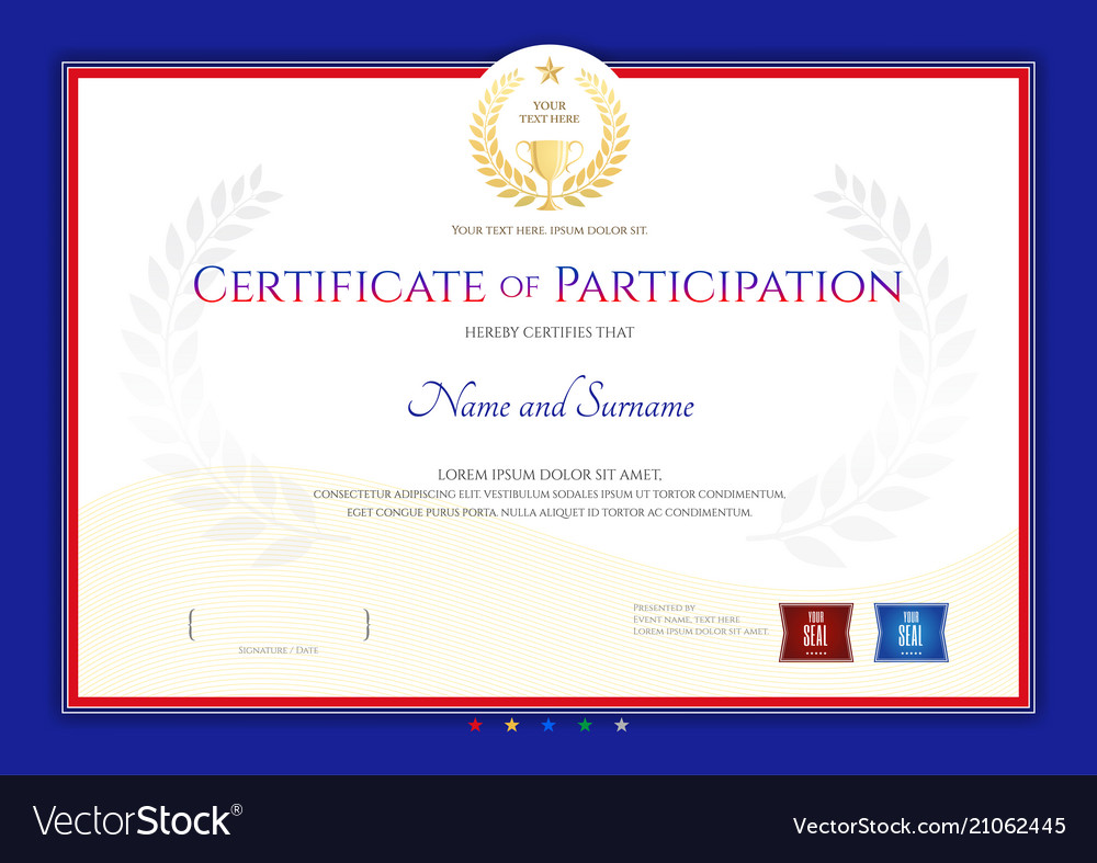 Certificate template in sport theme with border Vector Image