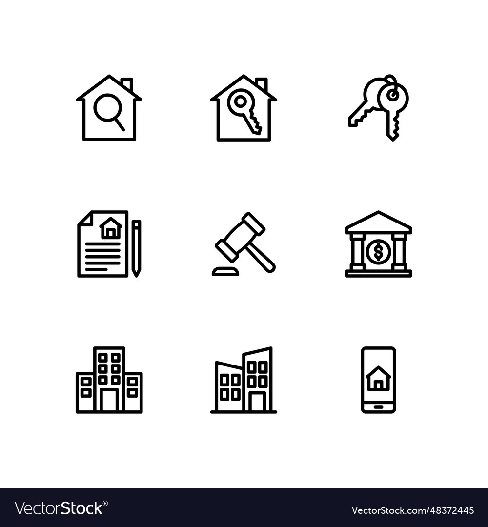 Real estate icon set included the icons as home