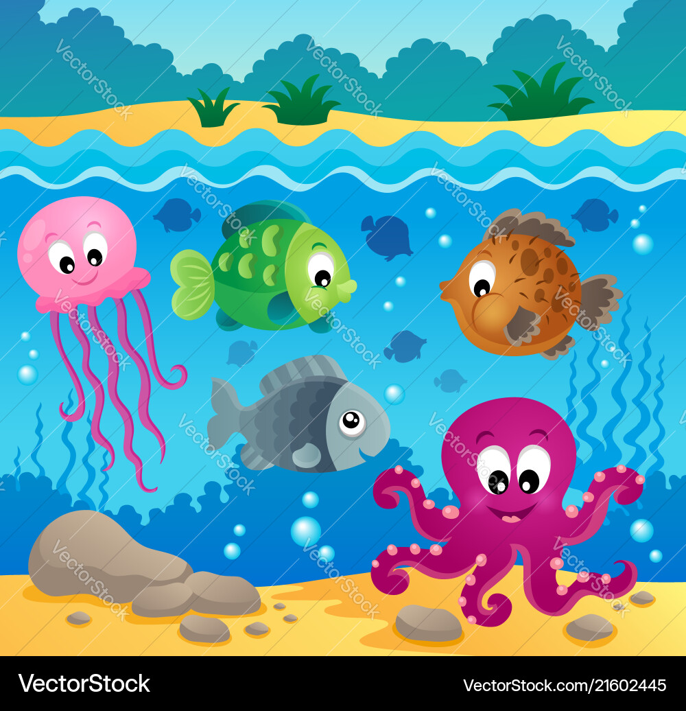 Underwater ocean fauna theme 1 Royalty Free Vector Image