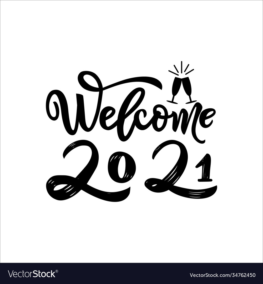 2021 text with doodle red paw print happy new Vector Image