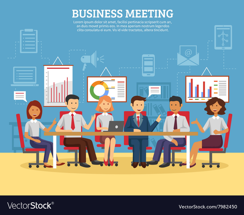 Elements Of Business Meeting In Flat Design Vector Free Download - Riset