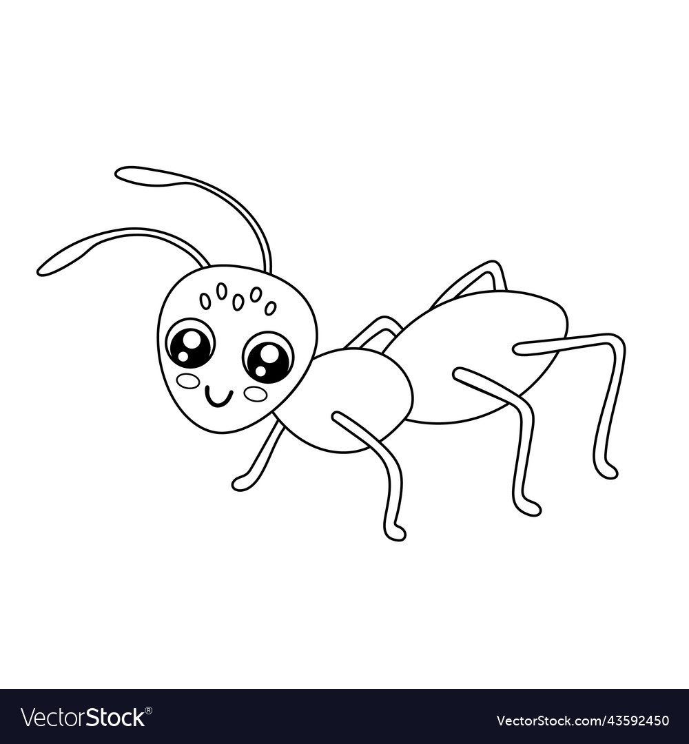 cute-outline-ant-isolated-on-white-background-vector-image