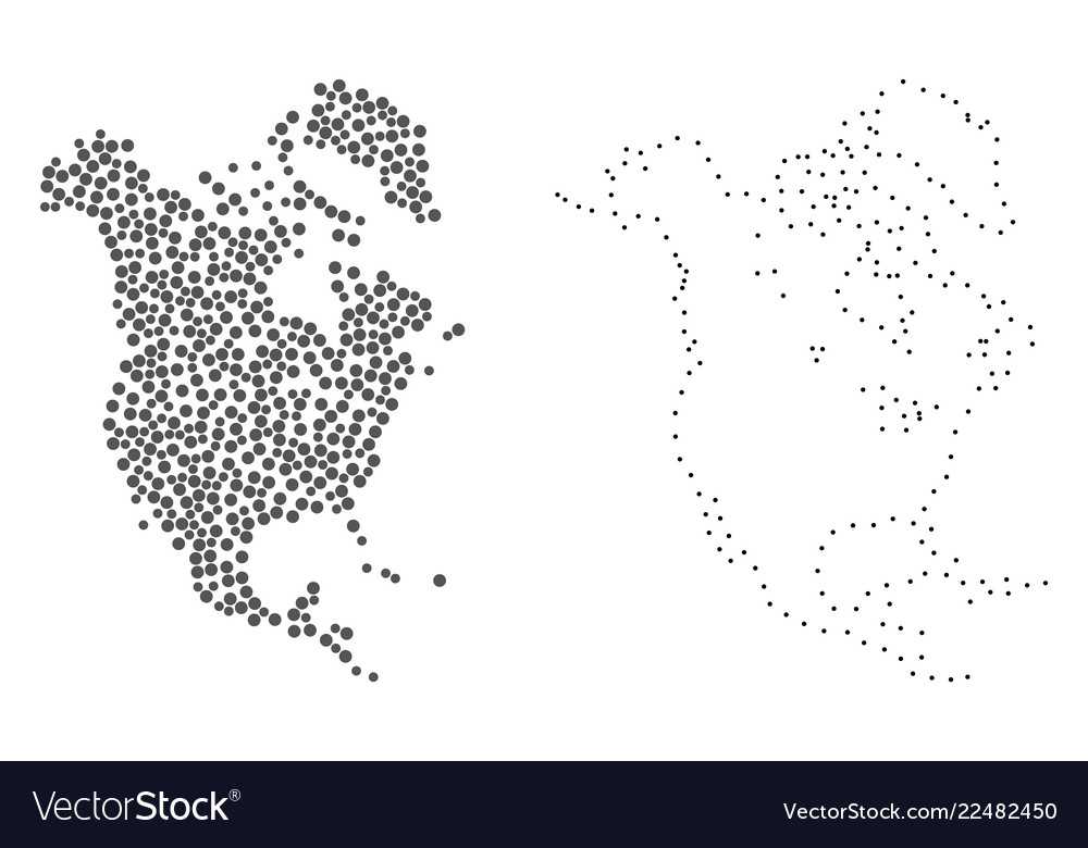 Dot contour map of north america Royalty Free Vector Image