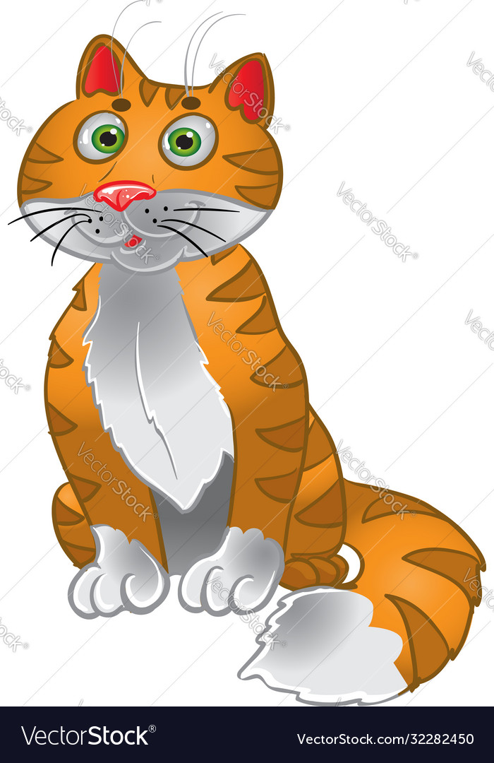 Orange funny sitting cat Royalty Free Vector Image