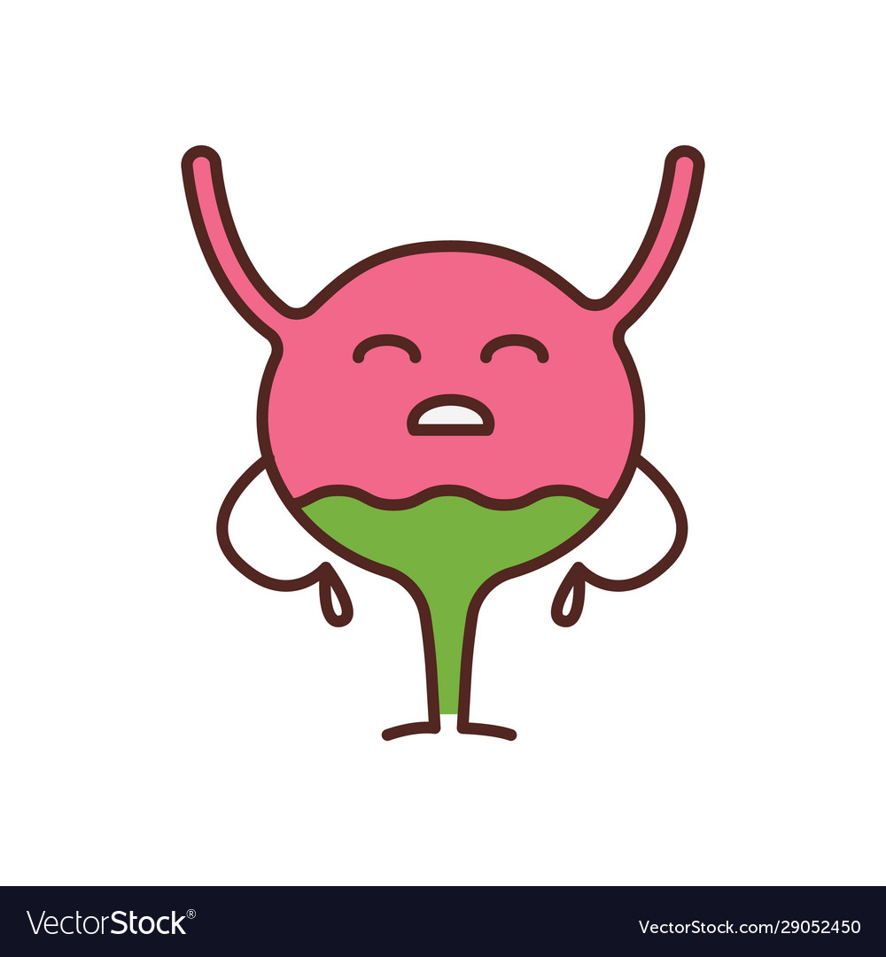 Sad urinary bladder character color icon Vector Image