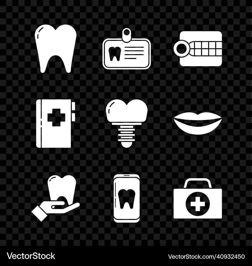 Set tooth id card with tooth dentures model Vector Image