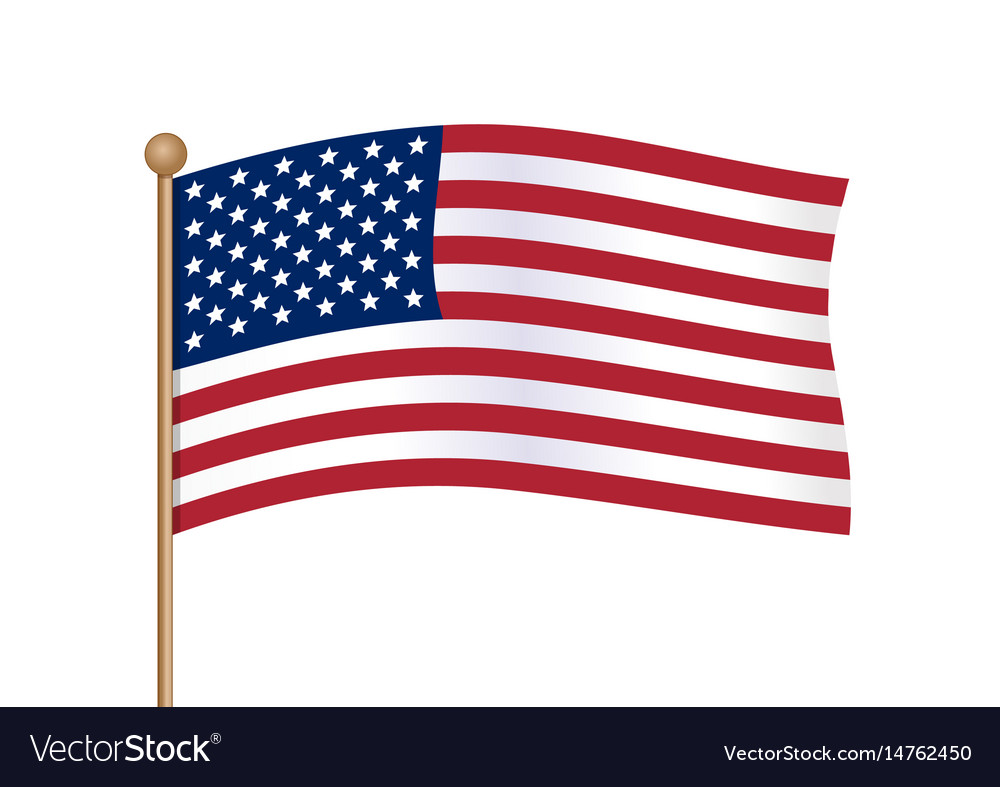 Waving american flag on pole usa Royalty Free Vector Image