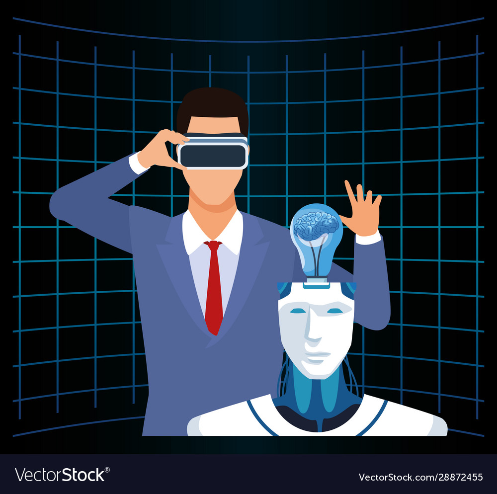 Artificial intelligence technology man with vr Vector Image