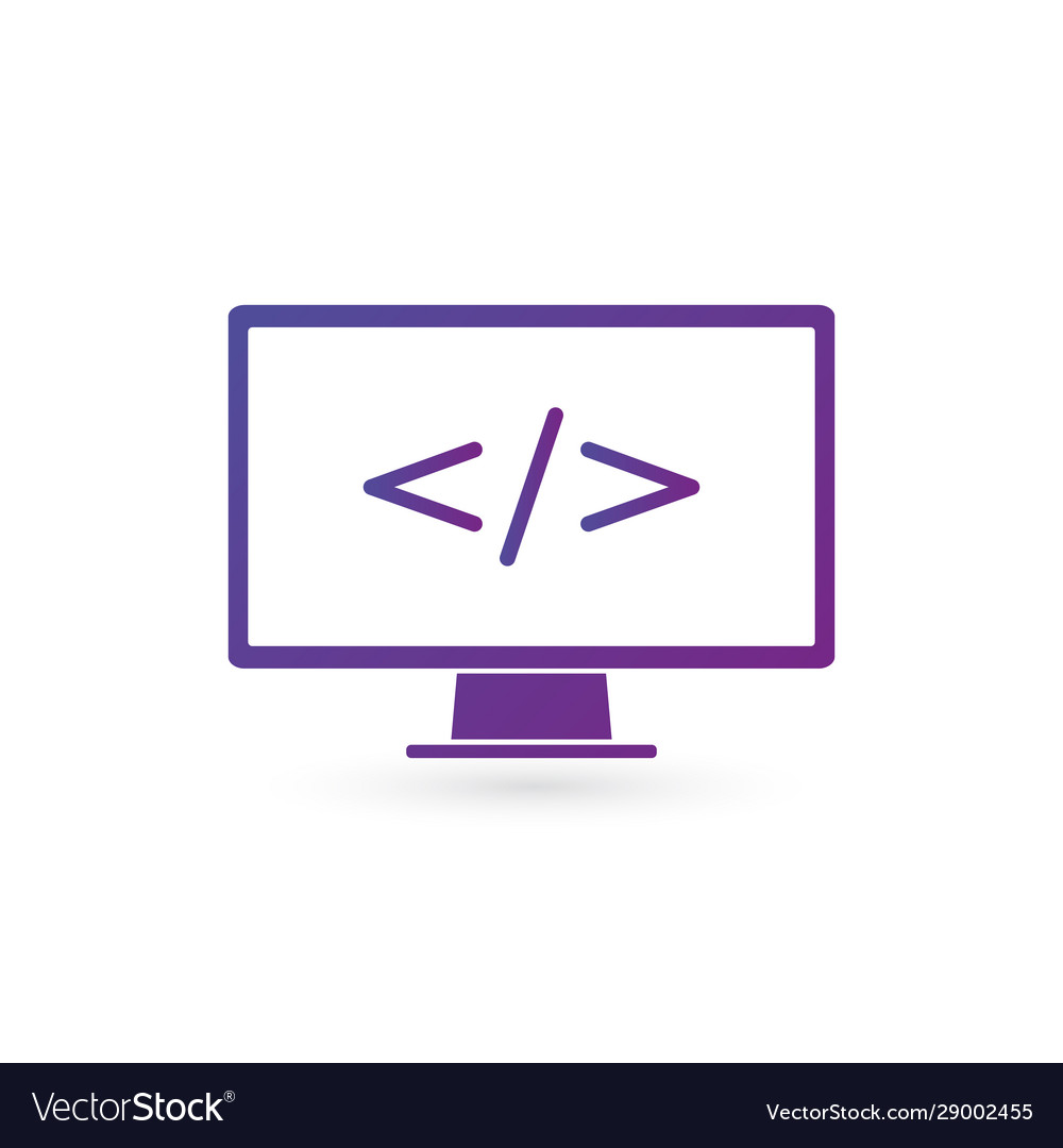 Coding icon in computer isolated on white Vector Image