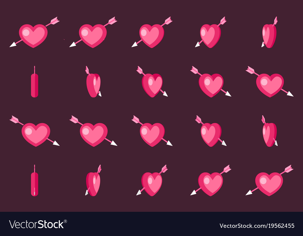 Cupid arrow valentine day 3d love heart rotation