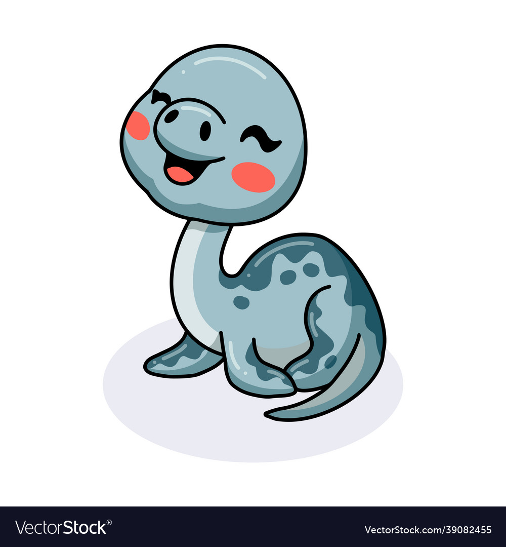 Cute little elasmosaurus dinosaur cartoon Vector Image