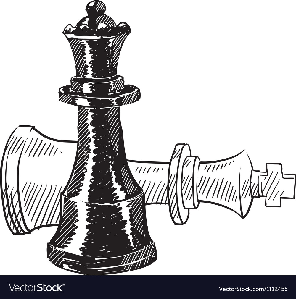 Doodle chess checkmate king queen Royalty Free Vector Image