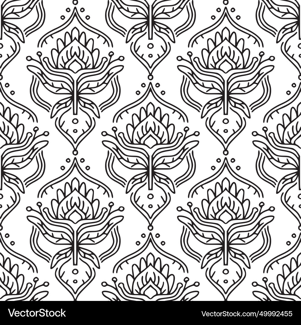 Ethnic Ornament Seamless Pattern Hand Drawn Vector Image