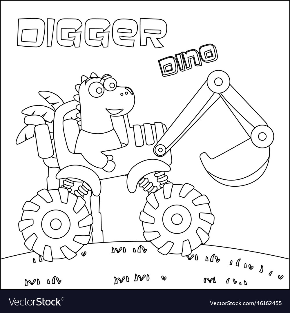 Monster truck with cute dinosaur driver cartoon Vector Image Monster truck with cute dinosaur driver cartoon Vector Image