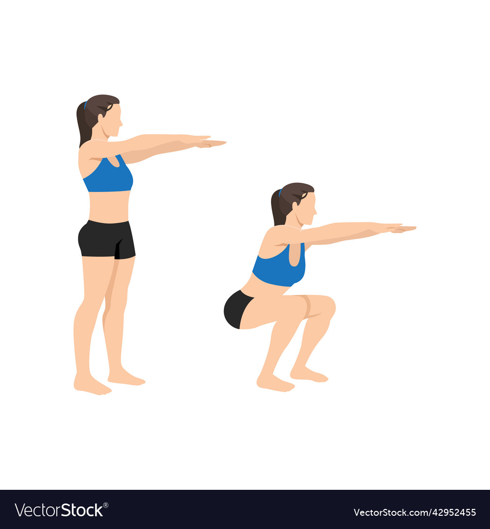 Woman Doing Bodyweight Squat Exercise Royalty Free Vector