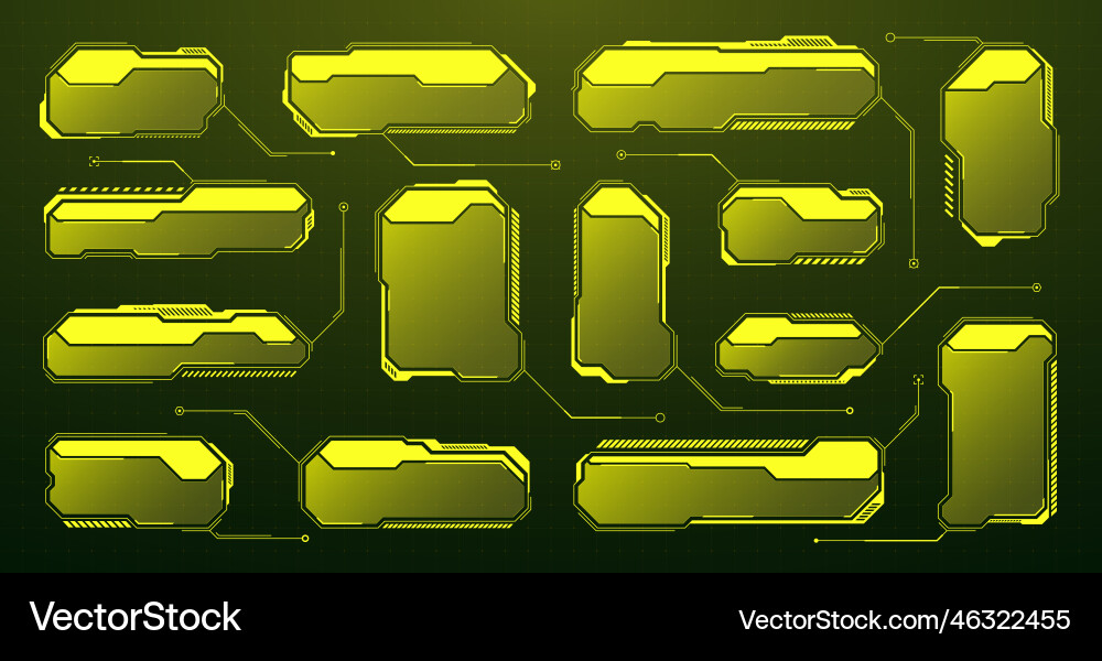 Yellow futuristic hud ui elements sci-fi user Vector Image