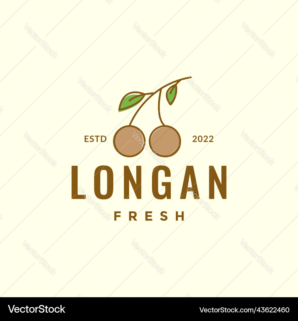 Colored longan fruit minimal logo Royalty Free Vector Image
