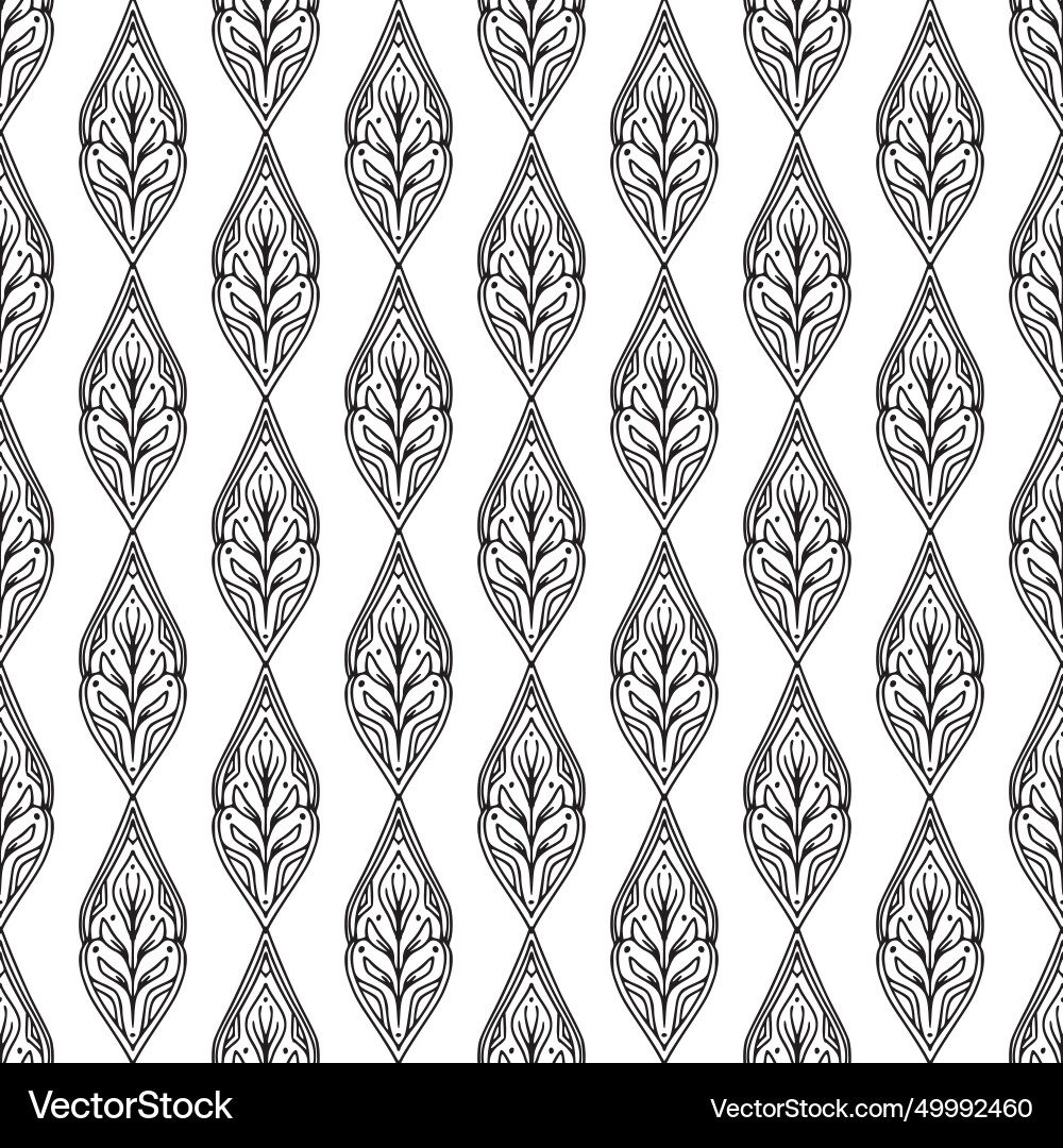 Ethnic Ornament Seamless Pattern Hand Drawn Vector Image