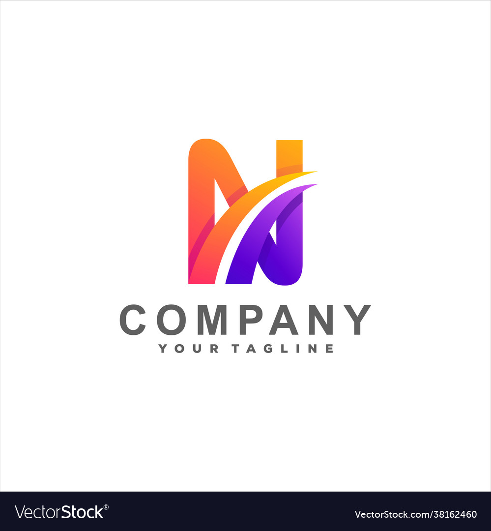 Letter n gradient logo design Royalty Free Vector Image