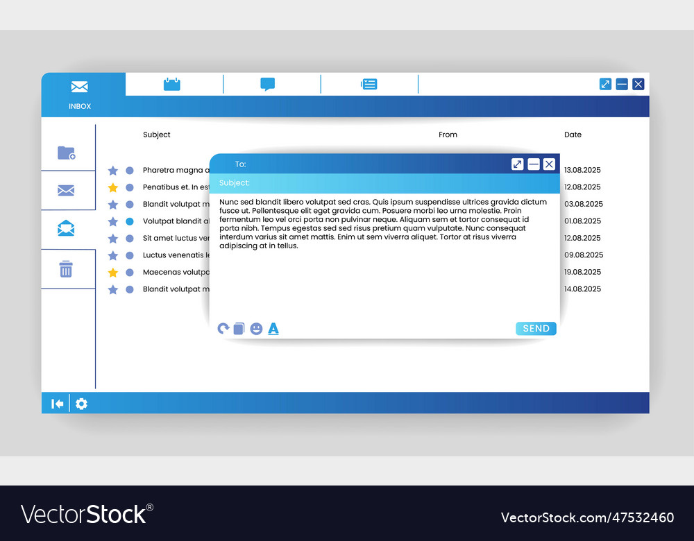 Outlook mail inbox email interface computer ui Vector Image