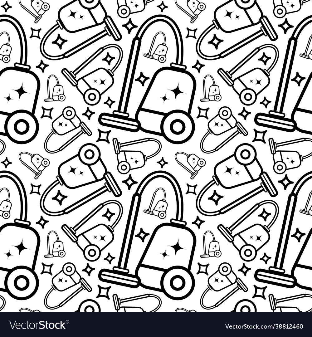 Seamless pattern vacuum cleaner flat linear Vector Image