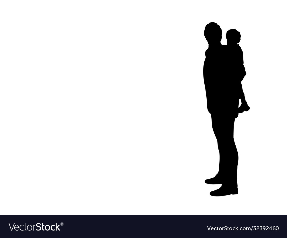 Silhouette father with his son on his back Vector Image