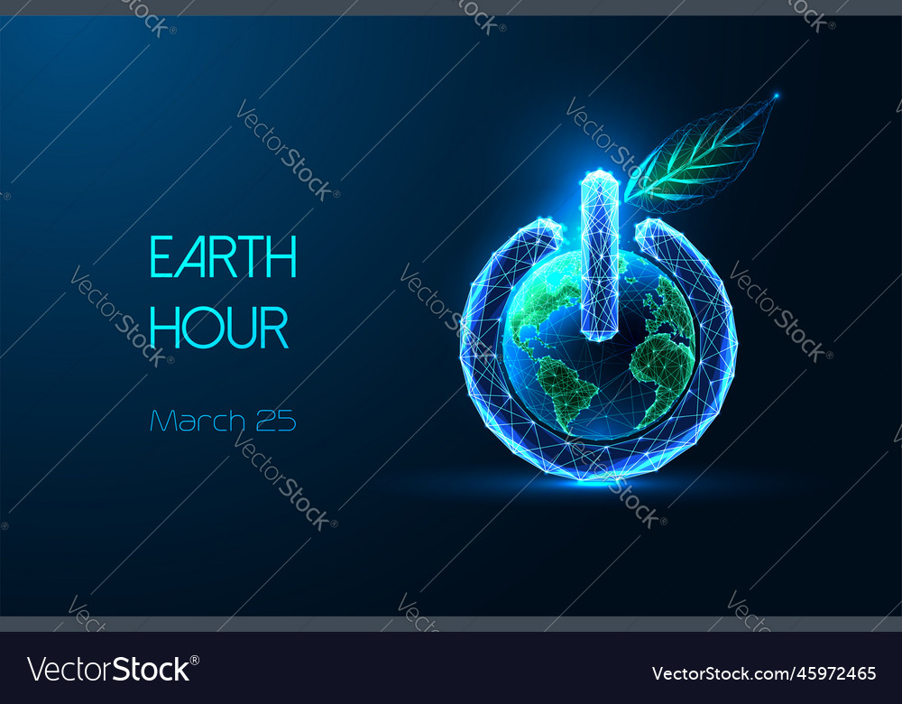 Earth hour abstract futuristic concept banner Vector Image