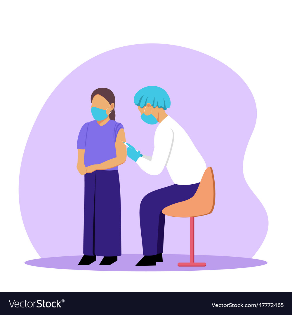 Girl being vaccinated in hospital medical worker Vector Image