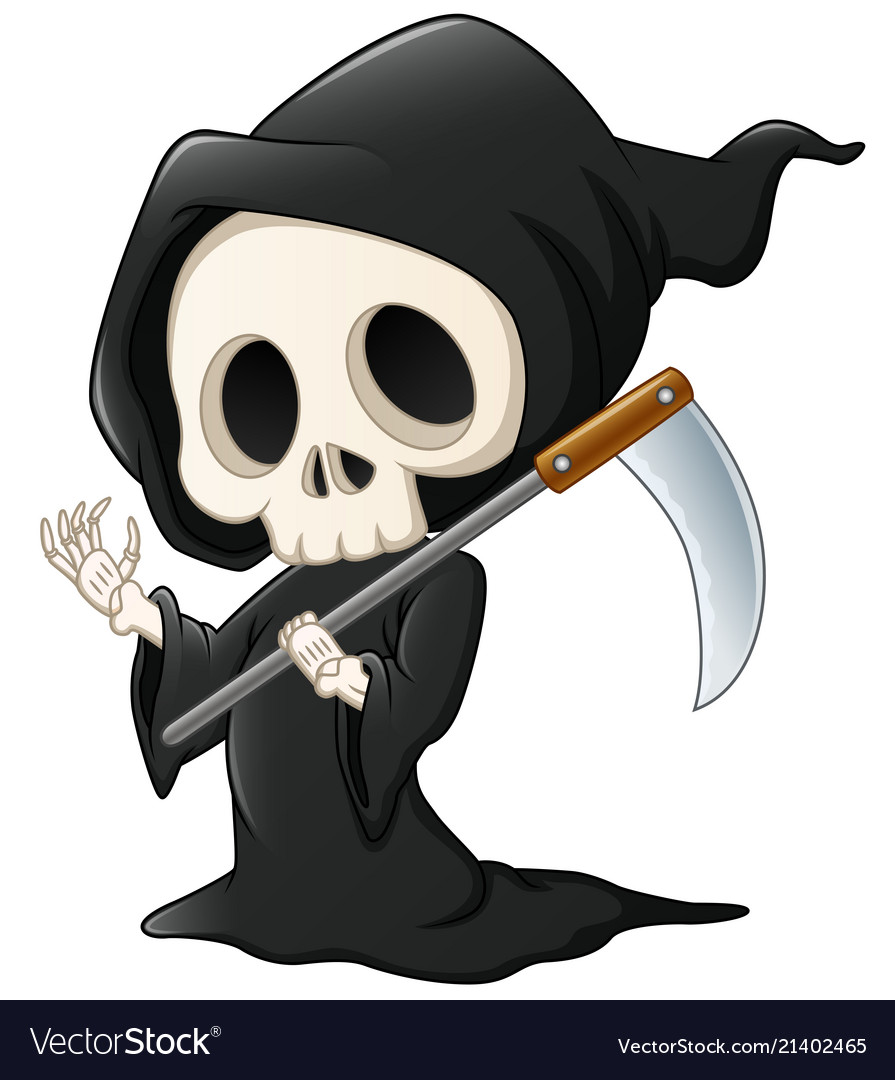 Grim reaper cartoon waving hand Royalty Free Vector Image