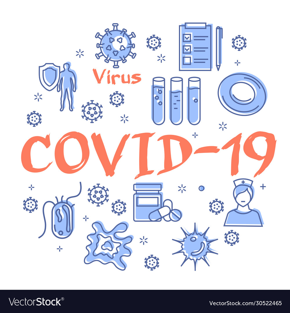 Linear concept coronavirus pandemic Royalty Free Vector