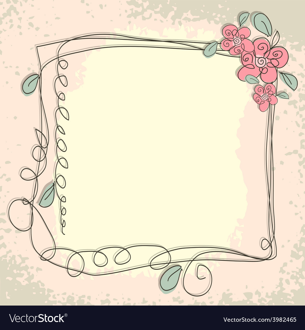 Vintage Frame Pattern And Birds Hand Drawing Vector Image