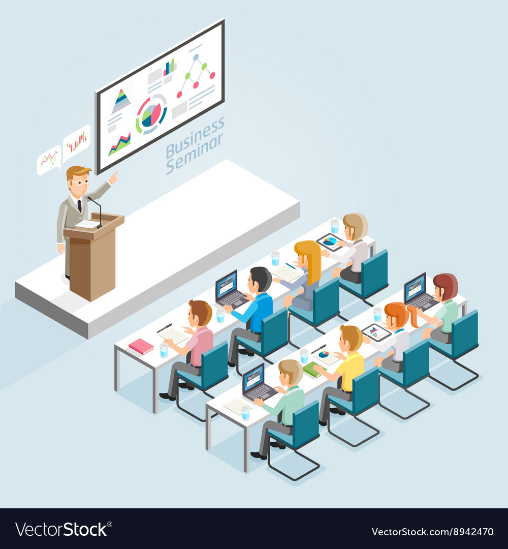 business-seminar-isometric-flat-style-royalty-free-vector