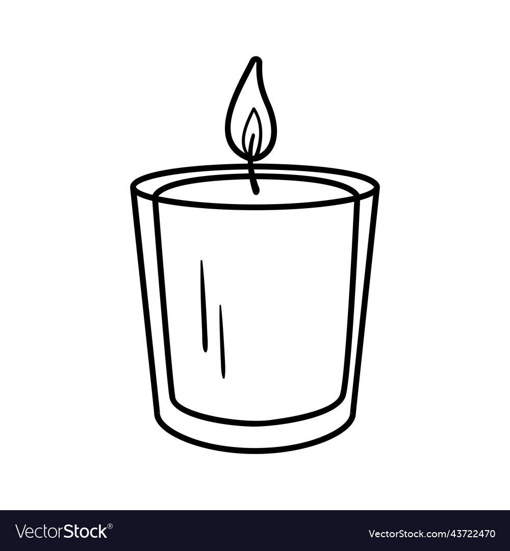 Candle sketch in glass burning Royalty Free Vector Image