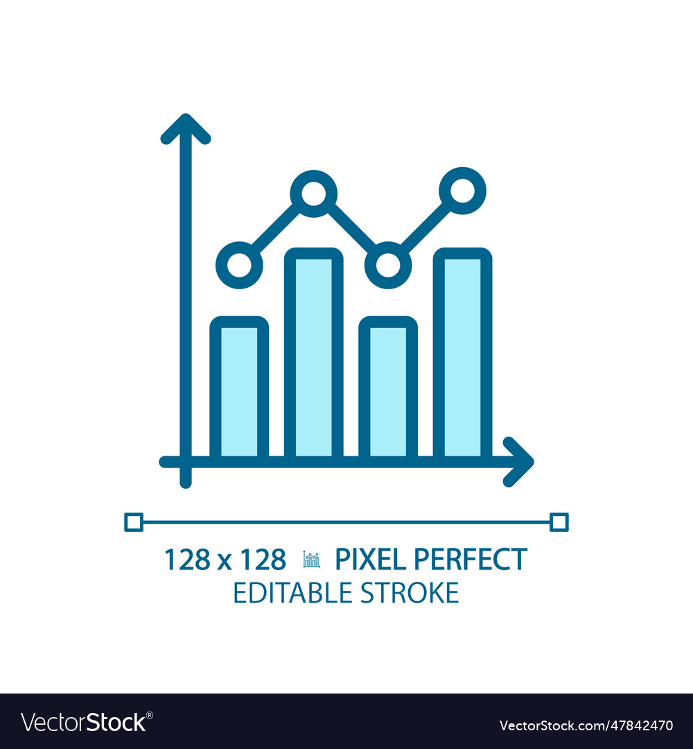 Combo chart light blue icon Royalty Free Vector Image