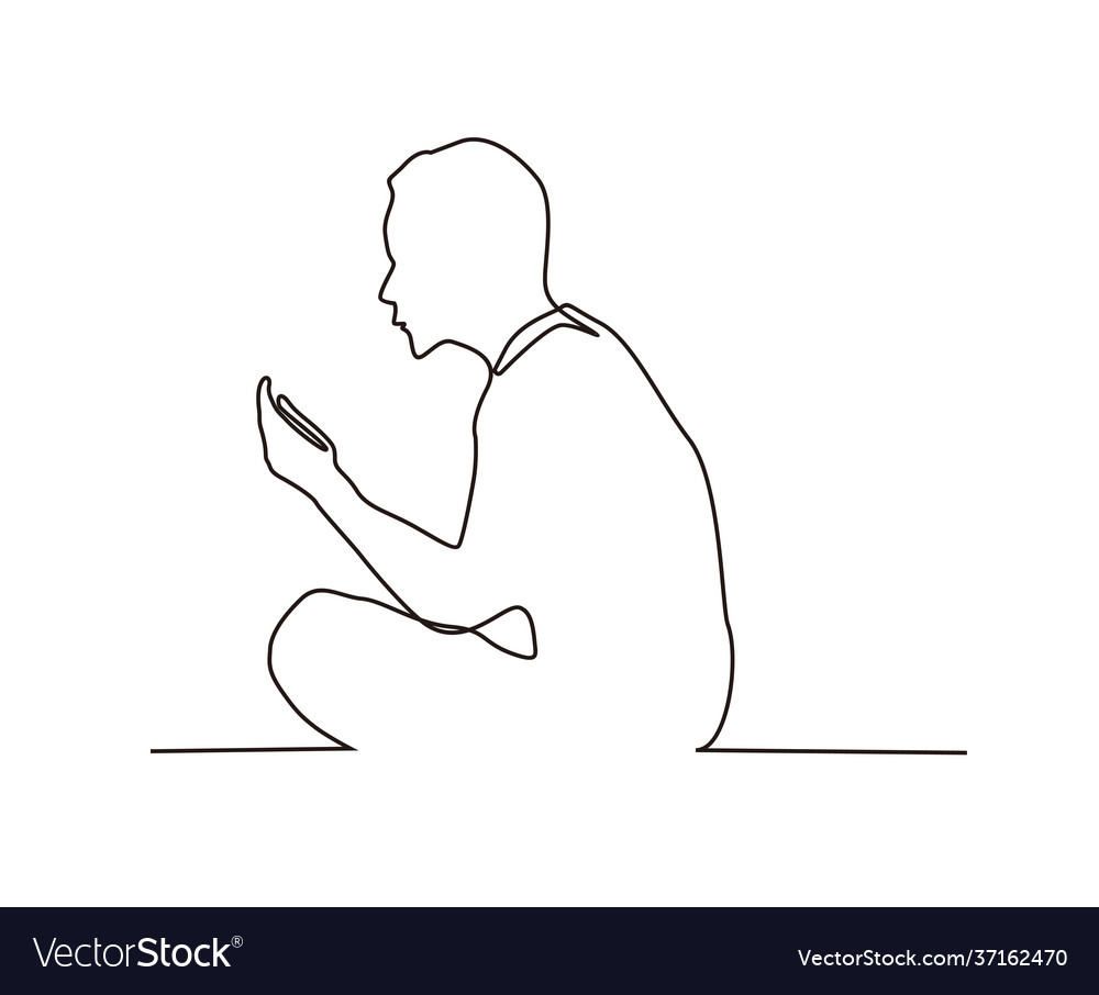 Continuous Line Drawing Moslem Man Pray Royalty Free Vector