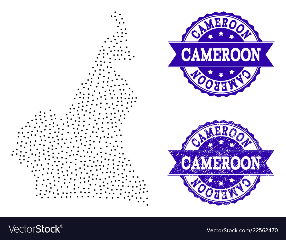 Dotted Map Of Cameroon And Distress Stamp Vector Image