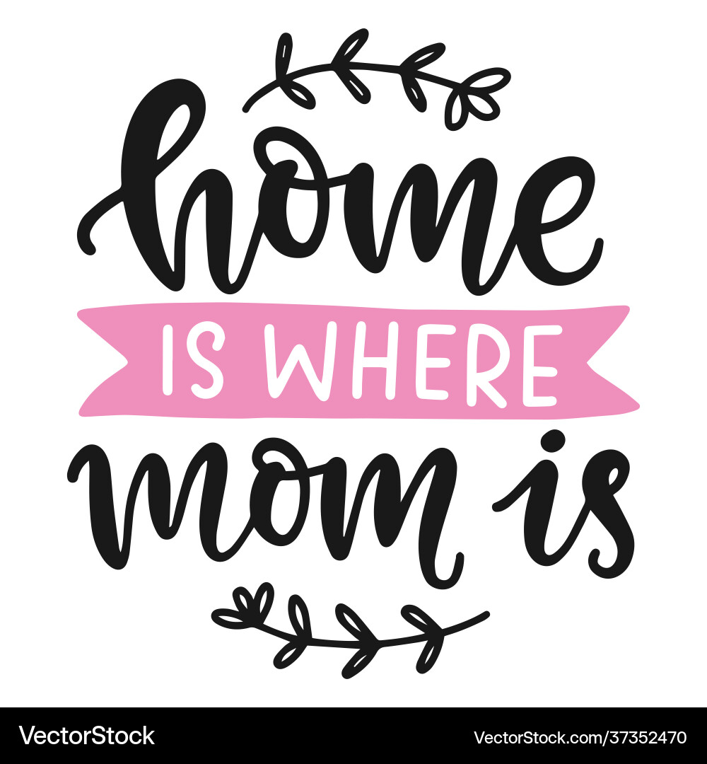 Home is where mom is hand written calligraphy Vector Image